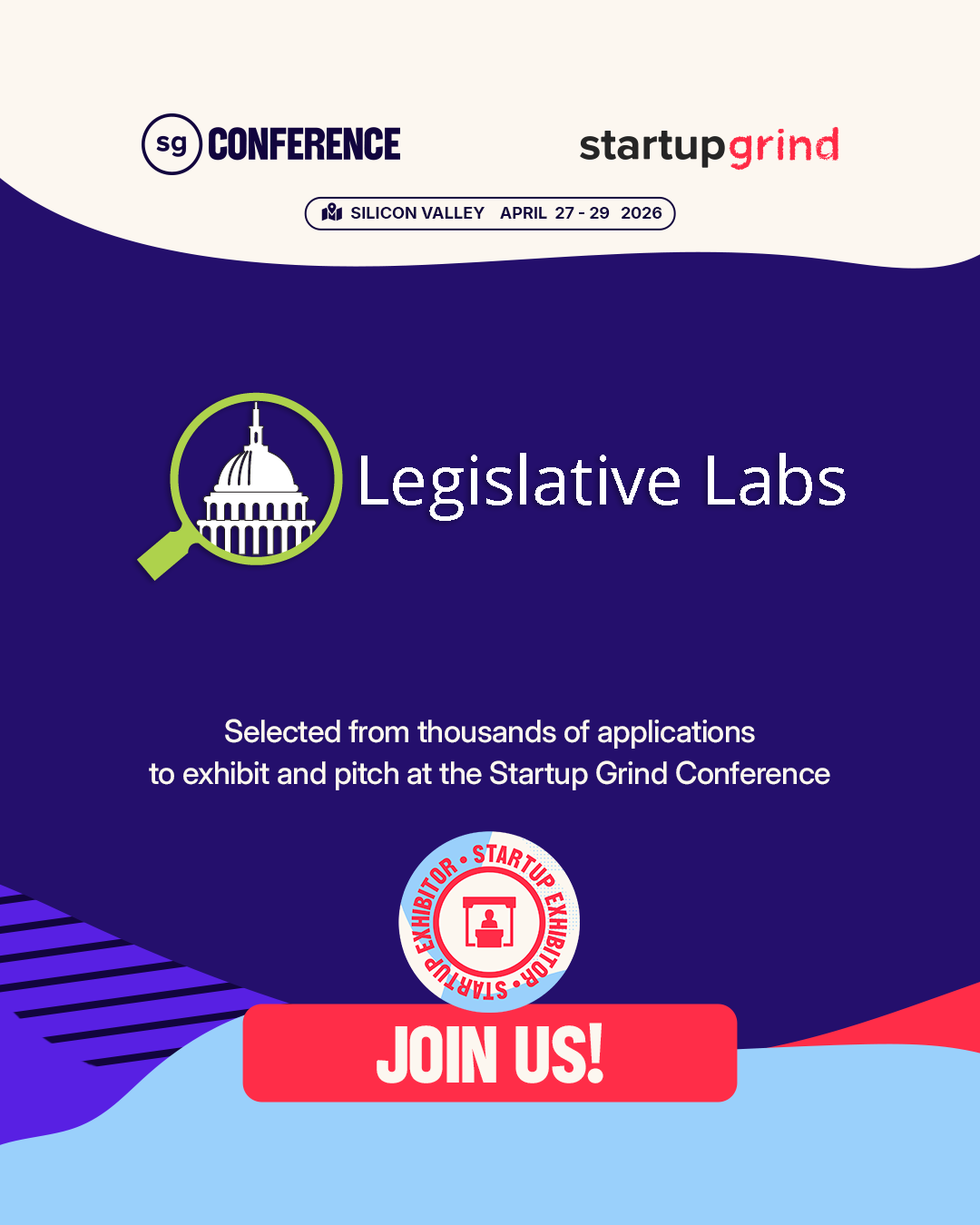Legislative Labs Startup Grind exhibition promo