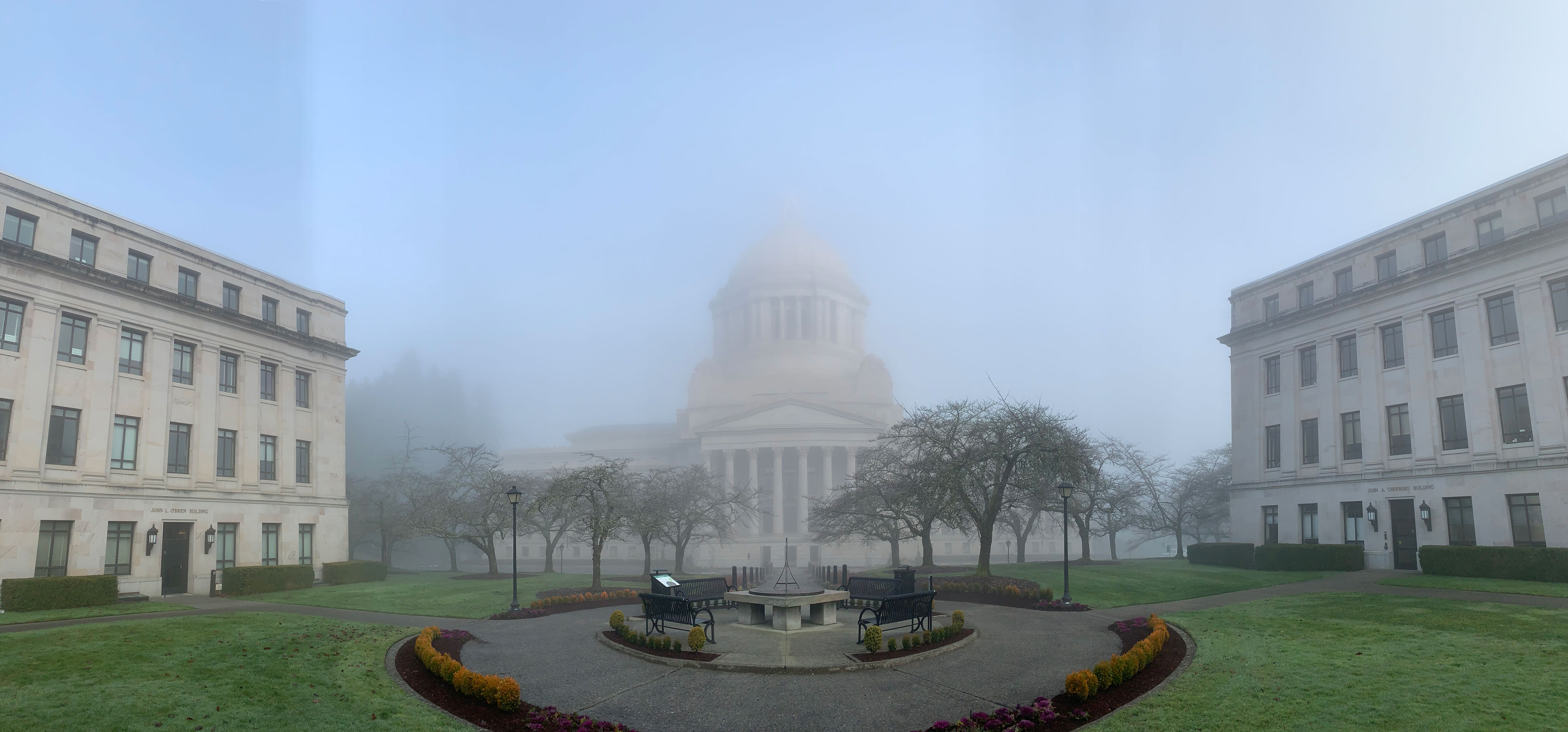 Fog over the Washington State Capitol