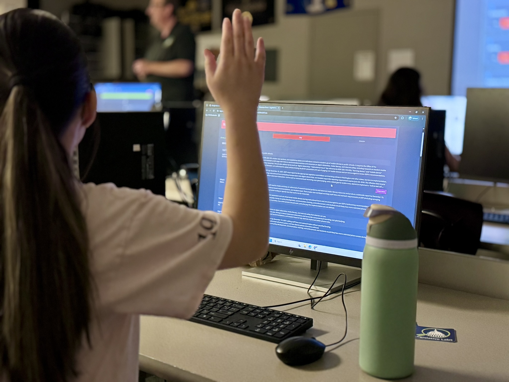 Student participating in a Legislative Labs Classroom session
